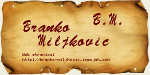 Branko Miljković vizit kartica